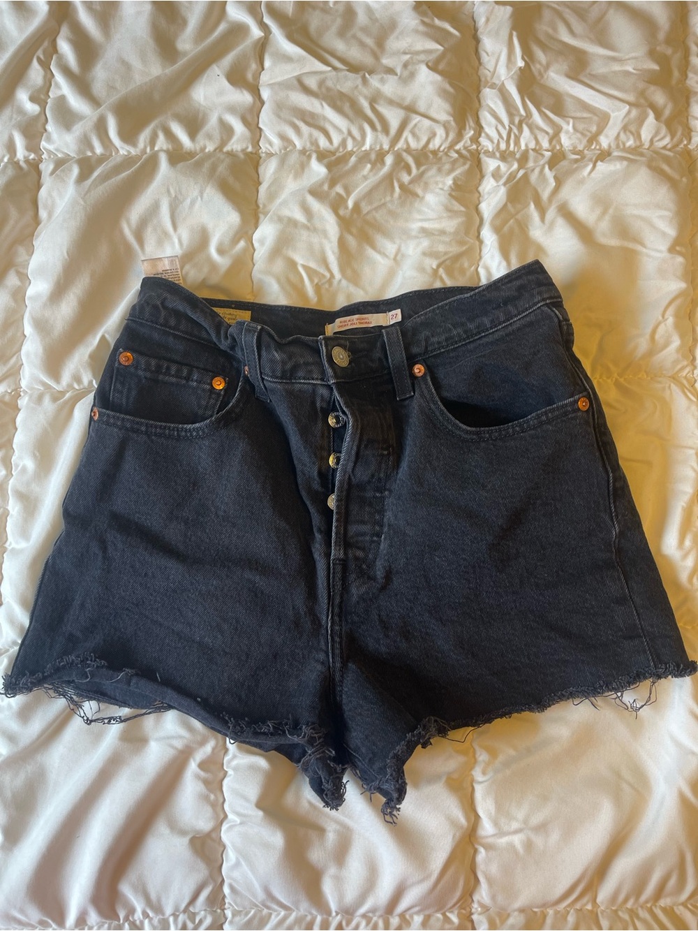 Levi's Black Button-Fly Cutoff Denim Shorts